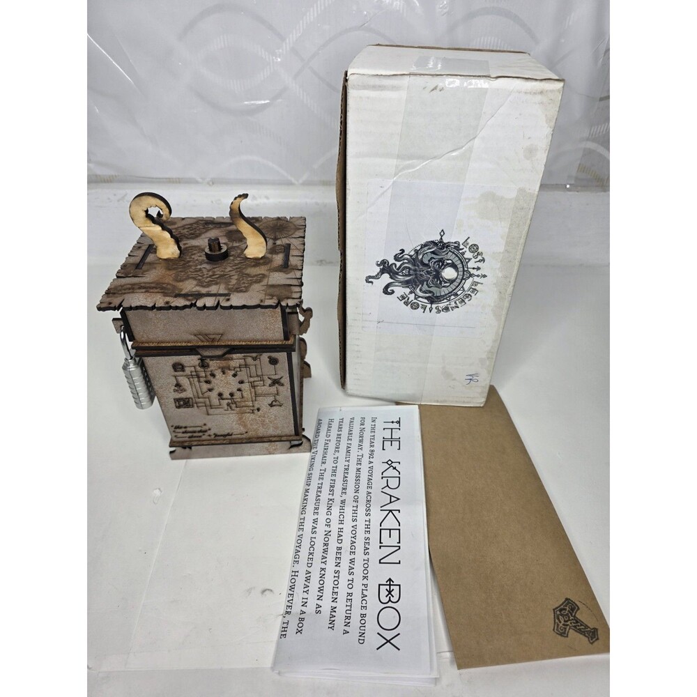 The Kraken Box Viking Escape Room Puzzle Box Complete Working w Story Hints